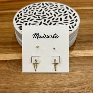 ✨ Madewell Stud & Chain Earring Set, 2 Pairs